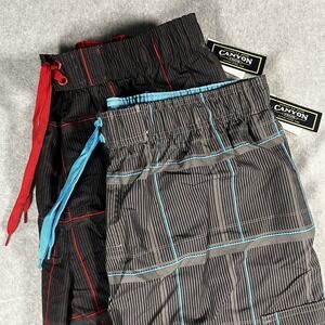 Canyon Creek 2 Pair Men's XXL Black/Red And Gray/Blue Swim Shorts New With Tags